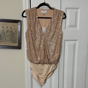 Gilli Shimmering Rose-gold  Sequin Bodysuit